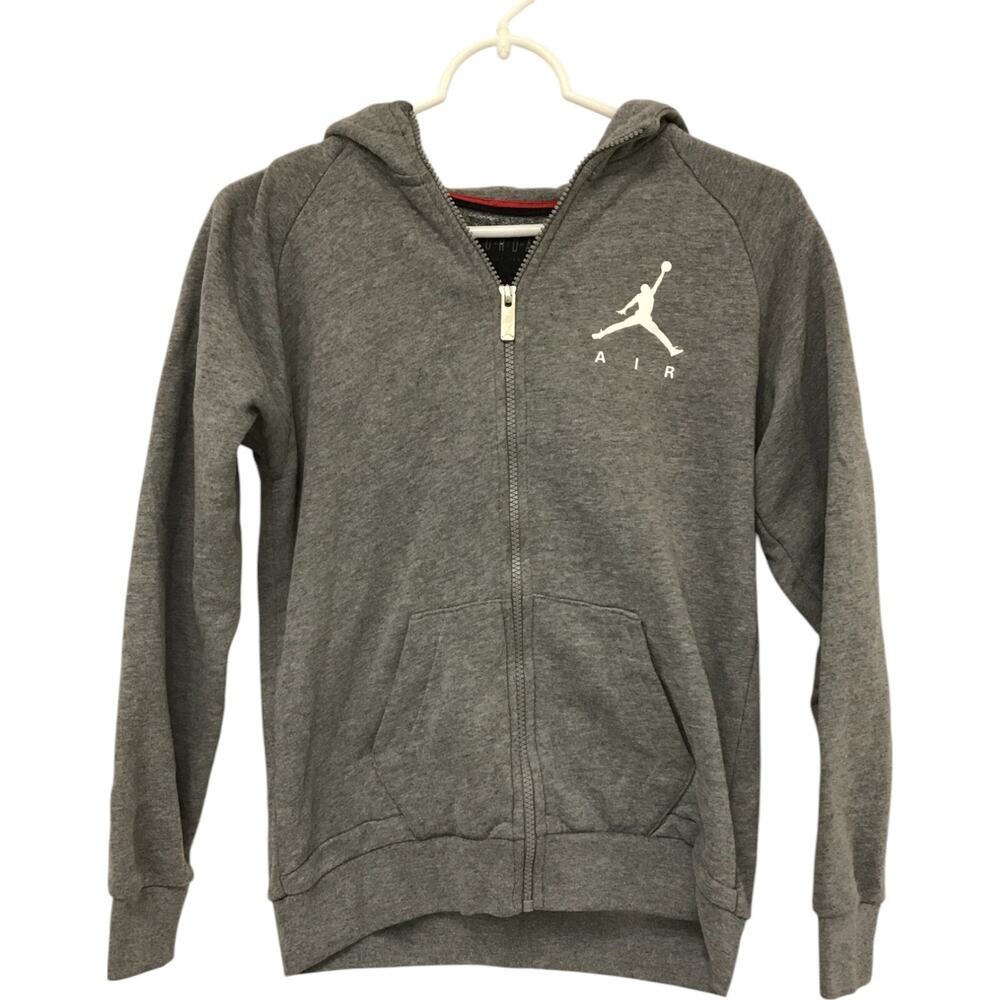 Air Jordan Jumpman Full Zip Hoodie Kids L 12-13 yrs Gray Logo Long Sleeve